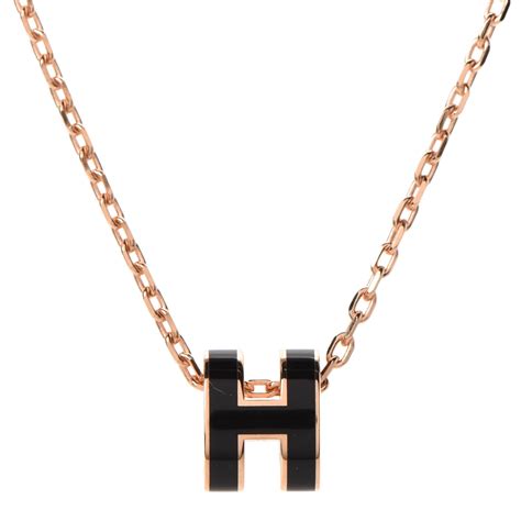 hermes lacquered rose gold pop h pendant necklace black|hermes pop h necklace discontinued.